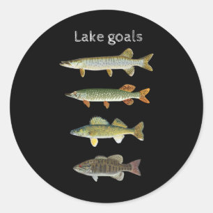 Meer Doelen Vissen Musky Snoek Walleye Kleine Mond Ronde Sticker