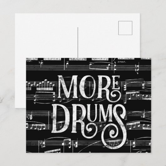 Meer Drums-bord - zwarte witte muziek Briefkaart (Voorkant / Achterkant)