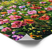 Meer en bloemen veld olieverfschilderij poster (Hoek)