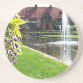 Meer en fontein bij RHS Wisley Zandsteen Onderzetter (Voorkant)