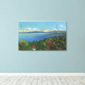 Meer en Groene bergen Canvas Afdruk (Insitu (Houten vloer))
