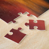 Meer en hut met herfstbomen legpuzzel (Zijkant)