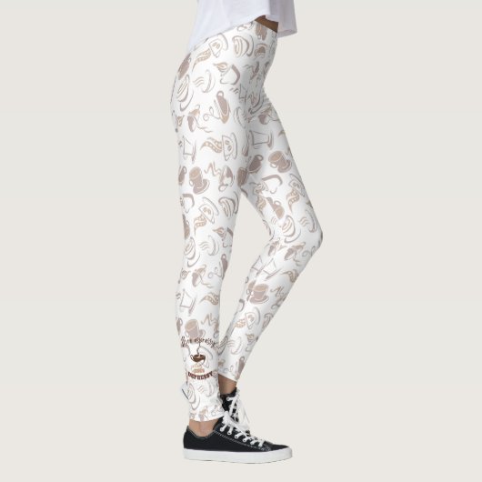 Meer espressie minder depressie | patroon koffiebo leggings (Rechts)