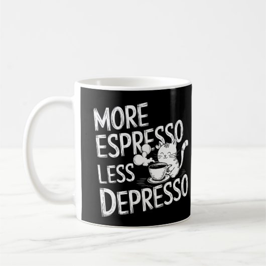 Meer espresso en minder depressiviteit. koffiemok (Links)
