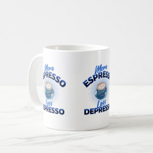 Meer espresso, minder depressieve Mok (Voorkant links)