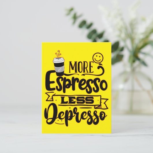 Meer Espresso Minder Depresso - Espresso Liefde Briefkaart (Staand voorkant)