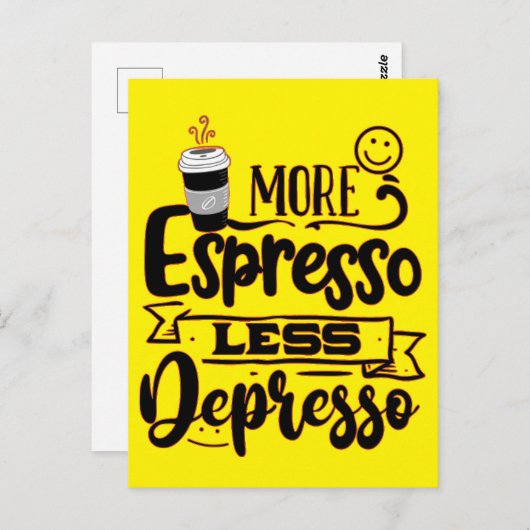 Meer Espresso Minder Depresso - Espresso Liefde Briefkaart (Voorkant / Achterkant)