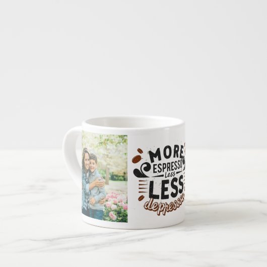 Meer Espresso Minder Depresso gepersonaliseerde 2 Kop (Links)