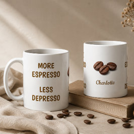 Meer Espresso Minder Depresso Grappige Koffie Naam Koffiemok