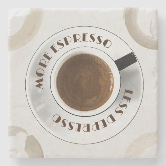 Meer Espresso Minder Depresso Kitchen Stenen Onderzetter (Voorkant)