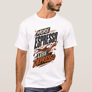 Meer Espresso Minder Depresso Koffie Humor T-shirt