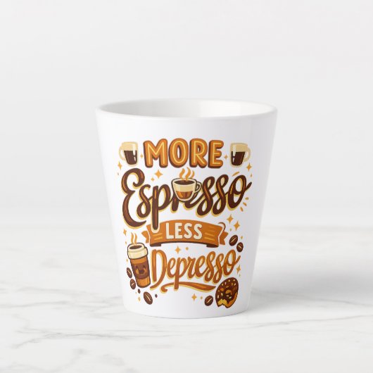 Meer Espresso Minder Depresso Latte Mok (Voorkant)