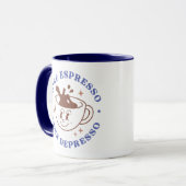 Meer Espresso Minder Depresso Retro Koffie Mok (Voorkant links)
