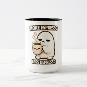 Meer Espresso Minder Depresso Schattig Koffie Pers Tweekleurige Koffiemok