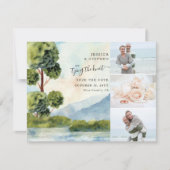 Meer Evergreen Waterverf 3 Foto redt datum Save The Date (Voorkant)