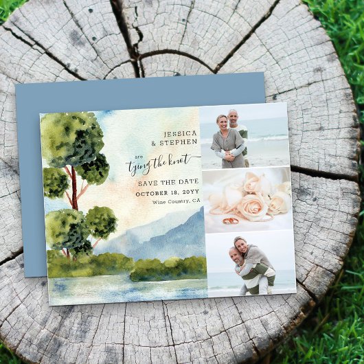 Meer Evergreen Waterverf 3 Foto redt datum Save The Date