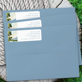 Meer Evergreen Waterverf Dusty Blue Address Label