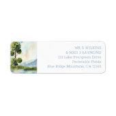Meer Evergreen Waterverf Dusty Blue Address Label (Voorkant)