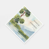 Meer Evergreen Waterverf persoonlijke bruiloft Servet (Hoek)