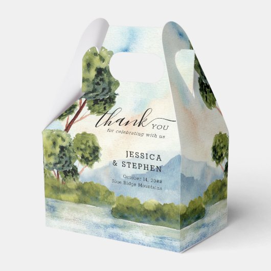 Meer Evergreen Waterverf Weddenschap Dank je Bedankdoosjes (Voorkant Zijde)