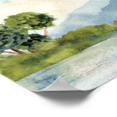 Meer Evergreen Waterverf Wedding Cards & Gifts Poster (Hoek)