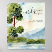 Meer Evergreen Waterverf Wedding Cards & Gifts Poster (Voorkant)