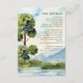 Meer Evergreen Waterverf Wedding Details Informatiekaartje (Voorkant)