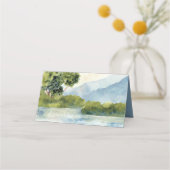 Meer Evergreen Waterverf Wedding Dusty Blue Plaatskaartje (Achterkant)