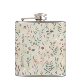 Meer flora waterverf wilde bloemen heupfles