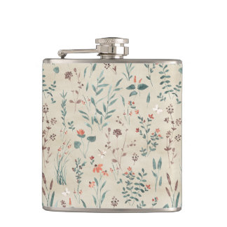 Meer flora waterverf wilde bloemen heupfles