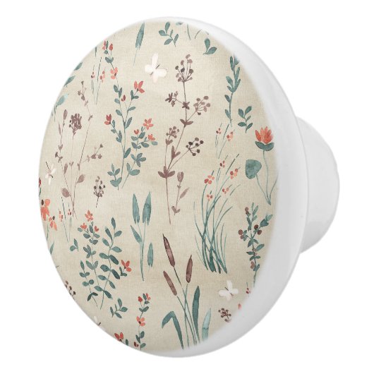 Meer flora waterverf wilde bloemen keramische knop (Rechts)