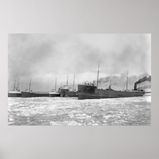 Meer Freighters in Winter Poster (Voorkant)