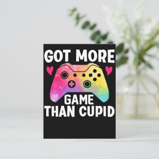 Meer game dan Cupid Valentijn Video Game Briefkaart (Staand voorkant)