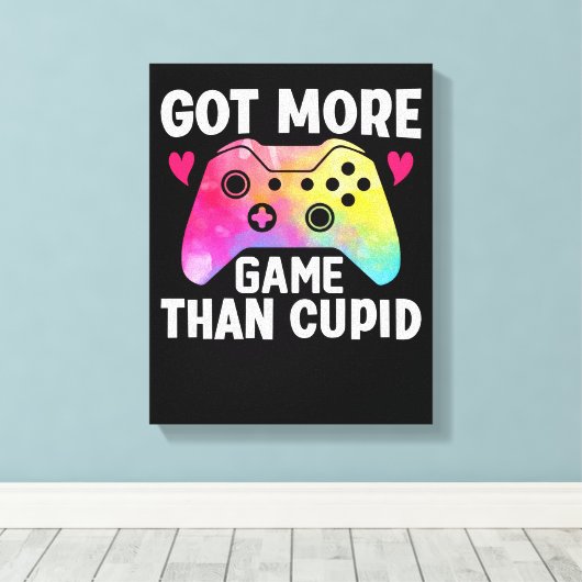 Meer game dan Cupid Valentijn Video Game Canvas Afdruk (Insitu (Houten vloer))
