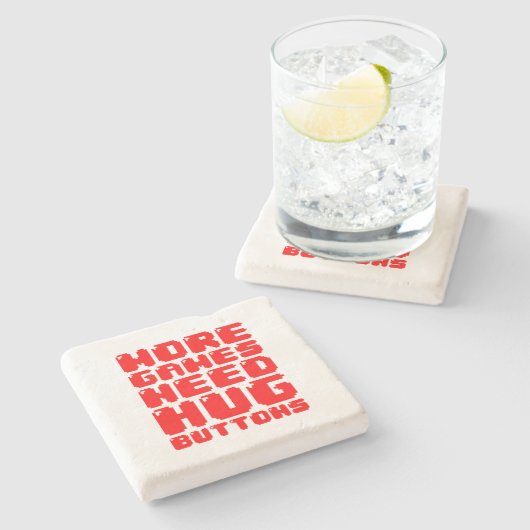MEER GAMES HEBBEN HUG-BUTTONNEN NODIG STENEN ONDERZETTER (Zijkant)