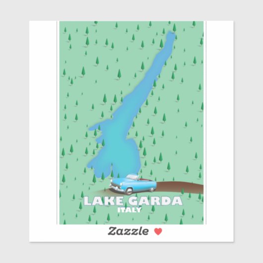Meer Garda Italië reisposter kaart Sticker (Vel)