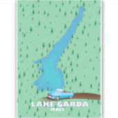 Meer Garda Italië reisposter kaart Sticker (Voorkant)