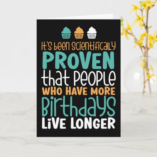 Meer geboortes leven langer grappige dag kaart (Gele Bloem)