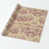 meer geel rood toile de jouy cadeaupapier (Uitgerold)