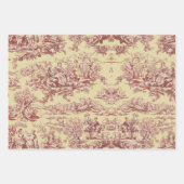 meer geel rood toile de jouy inpakpapier vel (Voorkant)