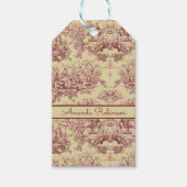  meer geel rood toile de jouy monogram cadeaulabel (Voorkant)