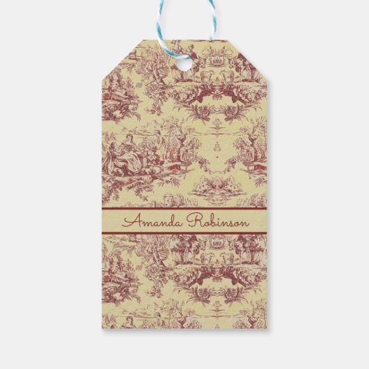  meer geel rood toile de jouy monogram cadeaulabel (Achterkant)