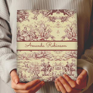 meer geel rood toile de jouy monogram inpakpapier vel