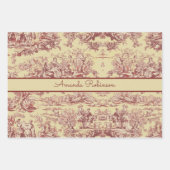  meer geel rood toile de jouy monogram inpakpapier vel (Voorkant 2)