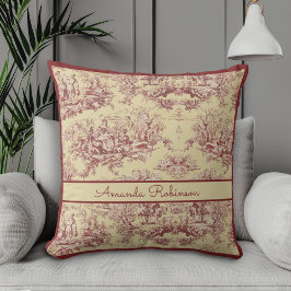  meer geel rood toile de jouy monogram kussen