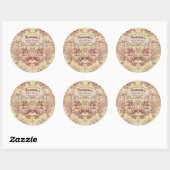 meer geel rood toile de jouy monogram ronde sticker (Vel)