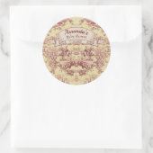 meer geel rood toile de jouy monogram ronde sticker (Tas)