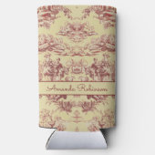 meer geel rood toile de jouy monogram seltzer blikjeskoeler (Achterkant)