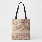  meer geel rood toile de jouy monogram tote bag (Voorkant)