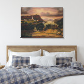 Meer George en het Dorp van Caldwell Canvas Afdruk (Insitu (Slaapkamer))
